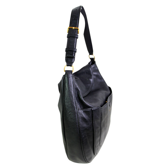 ROOMY Marc Jacobs NY BLACK GENUINE LEATHER FLAP HOBO SHOULDER BAG PURSE HANDBAG - Picture 3 of 16